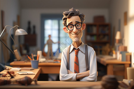3D卡通老师人物背景图片