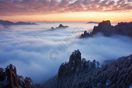 黄山的云海景观背景图片