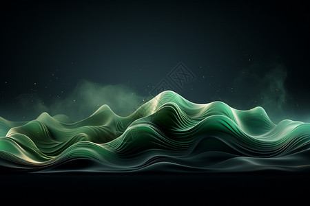 抽象绿色波浪3D景观图片