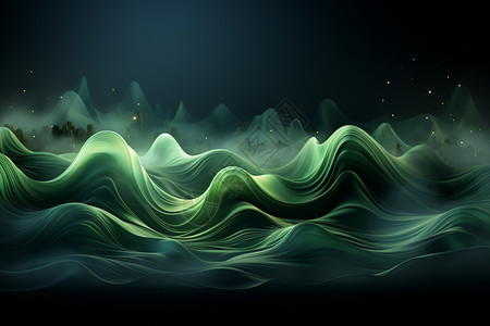 抽象的绿色波浪景观图片