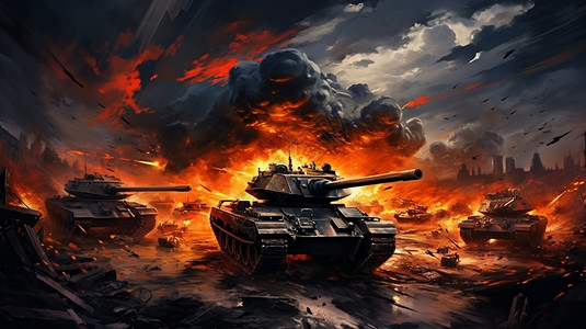 战火中的坦克图片