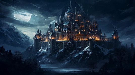 黑暗的中世纪城堡背景图片