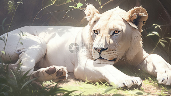 凶猛的白狮子图片