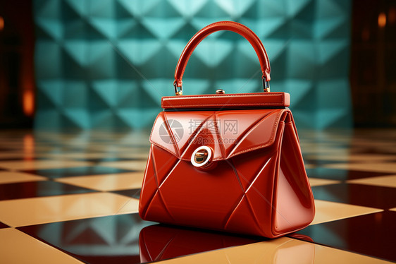 优雅红色格子包，创意背景下的美妙设计图片