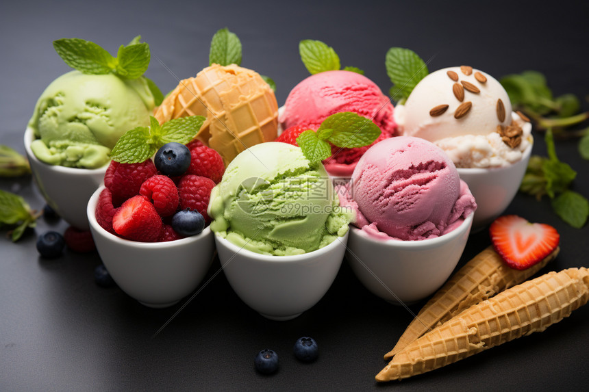 美味的水果冰淇淋图片