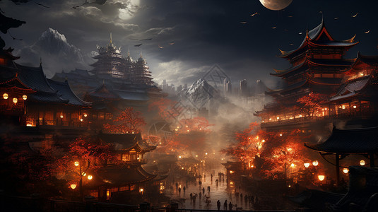 火热的古代城市插画图片下载-正版图片600483927-摄图网