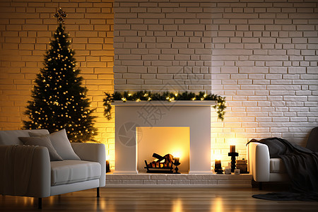 客厅里的圣诞树高清图片