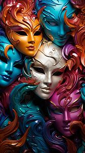 五颜六色的面具背景图片