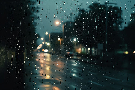 多雨的城市夜晚雨夜景高清图片