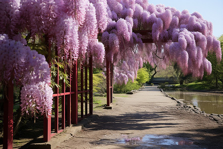 公园内绽放的紫丁香图片