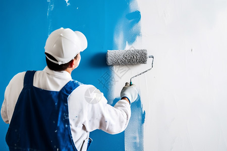 粉刷墙壁在墙壁上刷油漆的人背景