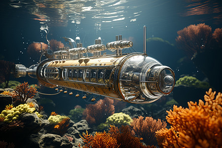潜艇漂浮在海洋图片