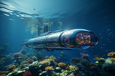 潜艇在海洋中漂浮图片