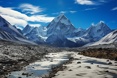 冰川的雪山山峰图片