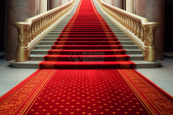 走红毯的豪华楼梯图片