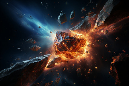 巨大奇迹宇宙太空陨石碰撞设计图片