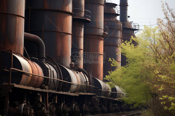 化工厂的铁路运输轨道图片