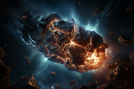 巨大奇迹太空中陨石碰撞爆炸设计图片