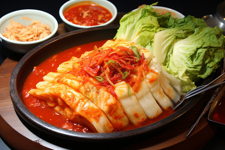 韩式美食美味的韩式辣白菜背景