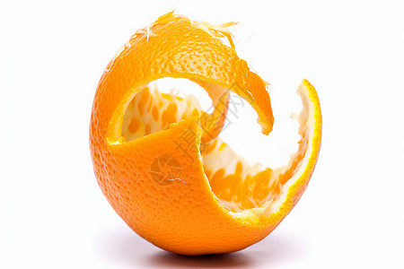 橙子剥皮在白色背景中图片
