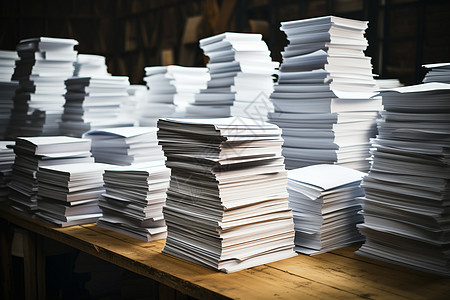 杂乱书桌堆成山的文件背景