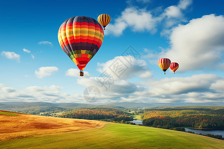 天空中多彩的热气球图片