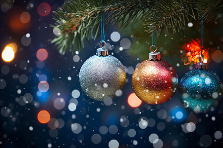 圣诞树上的三个装饰品图片