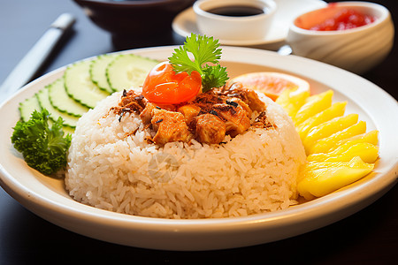 鸡肉盖饭美食菠萝鸡高清图片