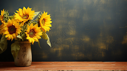 教师节康乃馨木桌上的向日葵背景