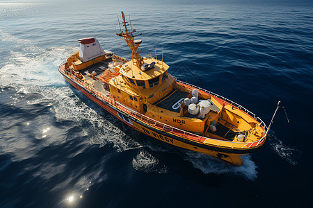 太阳下的黄色救生艇图片