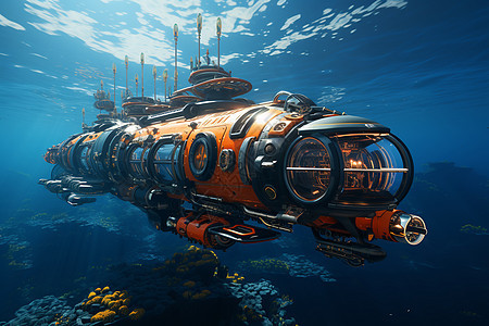潜艇的海底探索图片