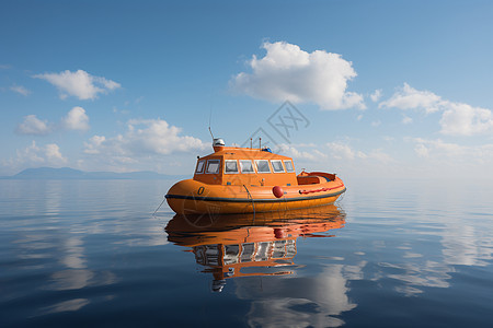 海上停放一艘救生艇图片