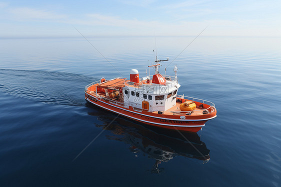 海洋中漂浮的救生艇图片