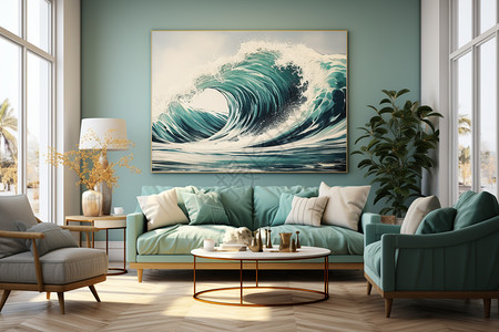 大海里的波浪挂画图片