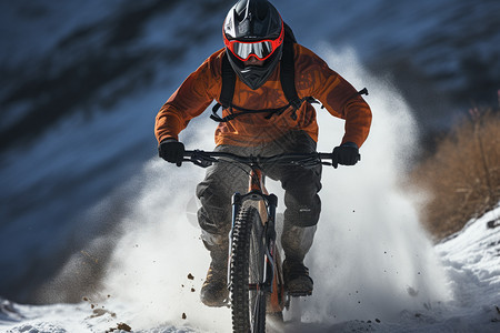 骑自行车在雪地上比赛图片