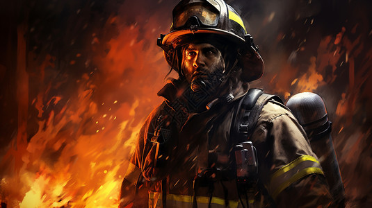 火焰中的消防员图片