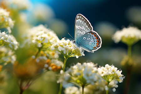 一只蝴蝶停在花朵上图片