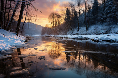 冬季户外的河流图片