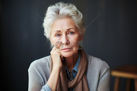 优雅的白发夫人图片