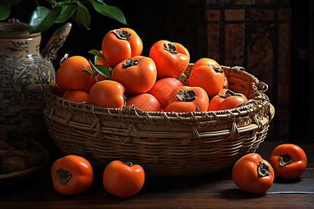 秋天丰收的柿子图片