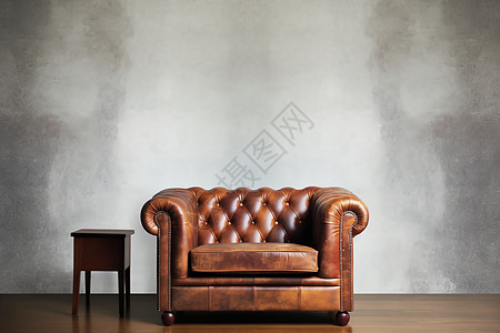 古典的棕色真皮沙发背景图片
