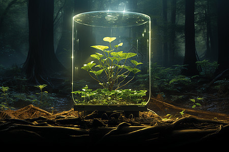 玻璃容器内生长的植物图片