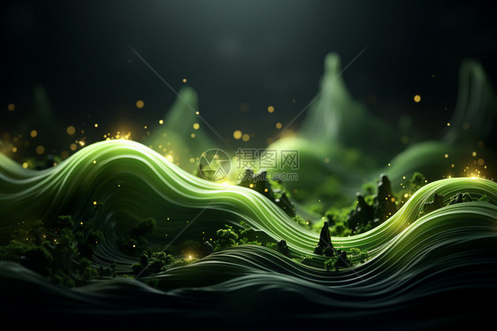 抽象绿色波浪山峦背景图片