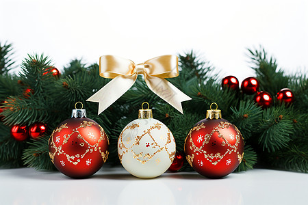 圣诞树上精致的装饰球背景图片