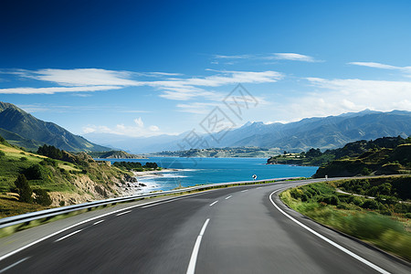景色美丽的海边公路背景图片
