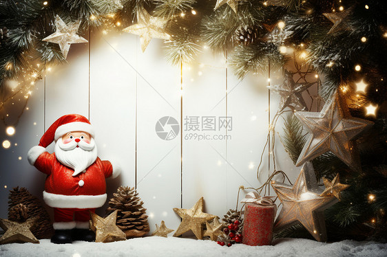 喜庆的圣诞老人装饰背景图片