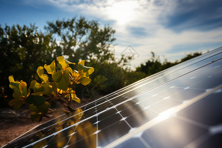 阳光下的太阳能蓄电板图片