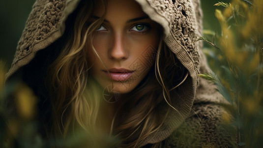 丛林中神秘的女性肖像图片