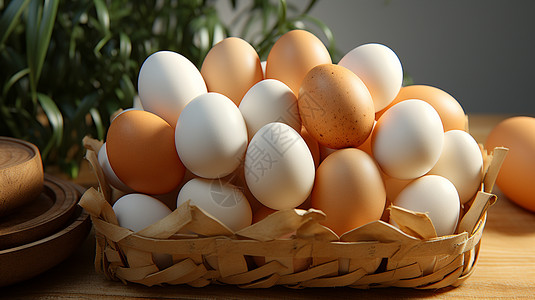 新鲜收集的营养鸡蛋图片