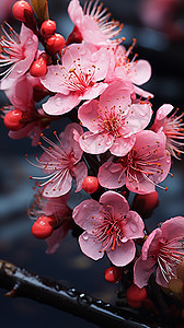 桃树上的花开了图片